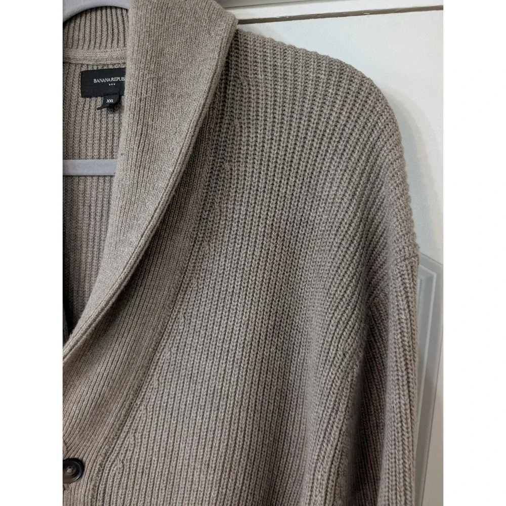 Banana Republic Mens Shawl Collar Cardigan Sweater XXL Brown preppy grandpa